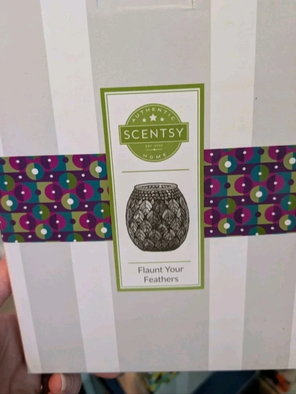 Flaunt Your Feathers Glass Mosaic Wax Warmer • Retired BNIB